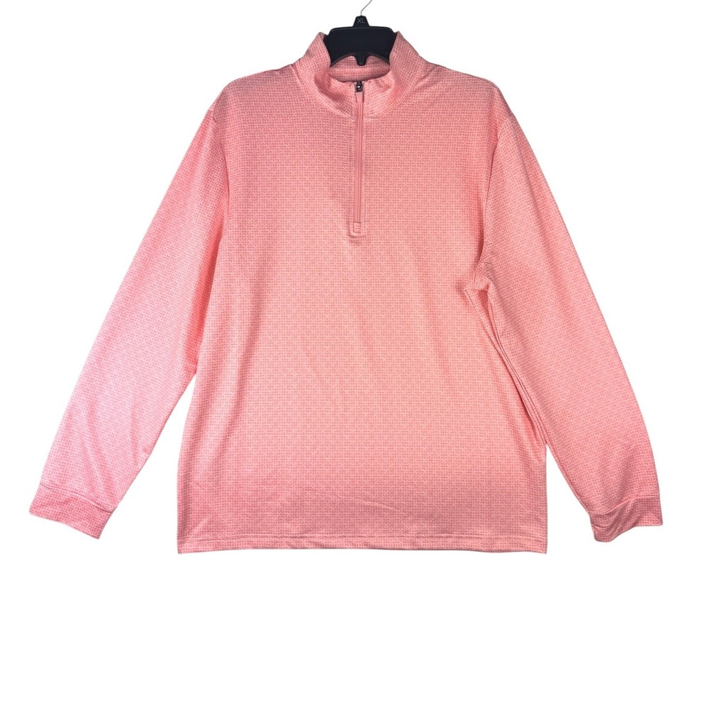 Grand Slam Performance Mens Quarter‎ Zip Pullover Georgia Peach Geometric M  NWT